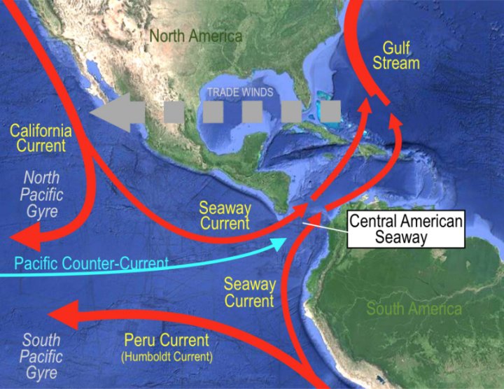Hypothetical Central American Seaway before it closed 2.5-3 million years ago.