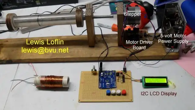 Home built coil winder with stepper motor, Arduino microcontroller.